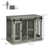 PawHut Dog Crate Furniture for Large Dogs, Double Dog Cage for Small Dogs, with Divider - Grey(m-3)