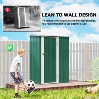 Outsunny 5ft x 3ft Garden Storage Shed, Galvanised Outdoor Metal Shed Waterproof with Sloped Roof, Lockable Door for Patio Tools, Equipment, Green(m-6)