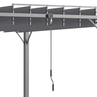 Outsunny 3 x 3(m) Outdoor Pergola with Retractable Roof, Aluminium Louvered Patio Gazebo Canopy for Garden, Patio, Grey(m-7)