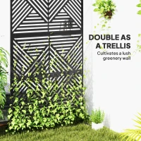 Outsunny Decorative Garden Privacy Screen with Stand, 6.5FT Freestanding Metal Outdoor Divider, Decorative Privacy Panel with Expansion Screws for Garden Pool Hot Tub, Rhombus Style, Black(m-4)