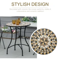 Outsunny Φ60cm Mosaic Outdoor Patio Table - Grey(m-4)
