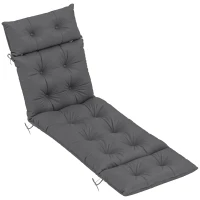 Outsunny Sun Lounger Cushion Only, 190 x 56 x 10 cm Garden Lounge Chair Cushion, UPF20+ 220gsm Fabric, Thick Sunbed Replacement Pad with 6 Ties, Dark Grey(m-1)