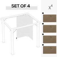 Outsunny 4 Pack Replacement Gazebo Curtains Privacy Panel for Most 3 x 4m Gazebo Canopy Pavillion Outdoor Shelter Sidewalls Accessories Dark Brown(m-4)