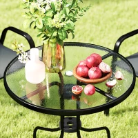 Outsunny Five-Piece Steel Patio Set, with Glass-Top Table - Dark Grey(m-9)