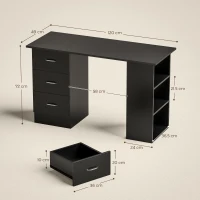 HOMCOM Computer Desk with Drawers, Home Office Desk, Writing Table, PC Workstation with 3 Storage Shelves for Working, Study, 120 x 49 x 72 cm, Black(m-3)