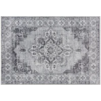 HOMCOM Vintage Area Rug, Non-Slip Washable Rug, Flannel Floor Carpet for Living Room, Bedroom, Dining Room, Home Office, 290 x 200 cm, Grey(m-1)