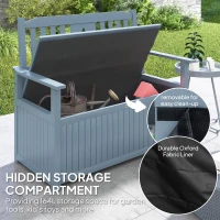 Outsunny Two-Seater Wooden Storage Bench - Grey(m-5)