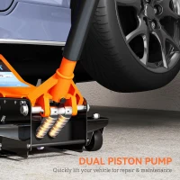 HOMCOM 2.5 Ton Hydraulic Low-Profile Floor Jack, with 7.5-47cm Lifting Range, Wheels, Orange(m-6)