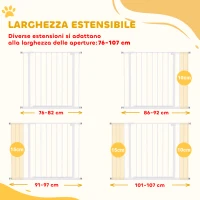 PawHut Cancellino per Cani di Sicurezza Estensibile da 76-107cm Montaggio a Pressione, Metallo e Plastica, Bianco(m-4)