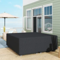 Outsunny 600D Oxford Outdoor Garden Furniture Sofa Set Cover, Waterproof Anti-UV Rattan Sun Lounger Protection Protector Cover, 225L x 210W x 70Hcm, Black(m-2)