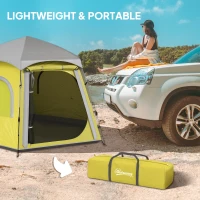 Outsunny Instant Pop Up Camping Tent, 2/3/4 Person Easy Setup Dome Family Tent with Vestibule, Rainfly, 4 Mesh Windows & 2 Doors, Hexagonal Design, Waterproof & UV Protected, Yellow Green(m-8)