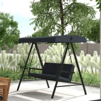 Outsunny Three-Seat Garden Swing Chair, with Adjustable Canopy - Dark Grey(m-2)