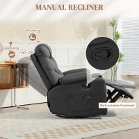 HOMCOM Manual Reclining Chair, Recliner Armchair with Swivel, Faux Leather, Footrest, Cup Holders, 86x93x102cm, Black(m-4)