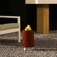 Outsunny Smokeless Fire Pit, 16 x 16 cm Stainless Steel Portable Wood Burning Firepit with Poker, Wood or Pellet Fuelled Tabletop Fire Pit for Garden Camping Bonfire Party, Red(m-9)
