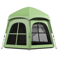 Outsunny Pop Up Tent 3000mm Waterproof Instant Camping Tent 3-4 Person with 2 Doors 4 Windows Green(m-10)