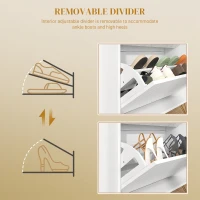 HOMCOM 12 Shoe Storage Cabinet, with Chevron Indents and Gold Tone Accents - White(m-6)