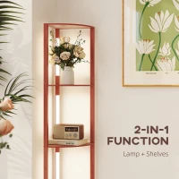 HOMCOM Corner Floor Lamp for Living Room Bedroom with Dimmable Warm White LED Light, Modern Tall Standing Lamp, Brown(m-8)