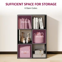 HOMCOM 6-Cube Bookshelf - Black(m-4)