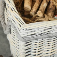 Outsunny Set of 3 Log Baskets for Wood Burner Indoor, Storage Basket with Lining and Rope Handles, Wicker Basket for Fireside Storage, Blankets, Beige(m-9)