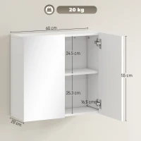 HOMCOM Double-Door Bathroom Mirror Cabinet - White(m-3)