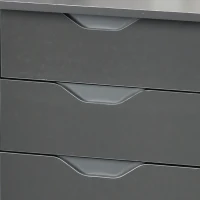 HOMCOM Computer Desk with Drawers, High Gloss Home Office Desk with Storage Cabinet, Study Workstation, 120 x 60cm, Grey(m-7)