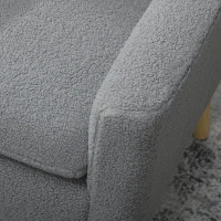 HOMCOM Armchair, Upholstered Accent Chair with Wood Legs and Wide Padded Seat, Teddy Occasional Chair, Grey(m-9)
