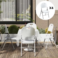 Outsunny Set of Four Foldable Outdoor Chairs - White(m-7)