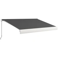Outsunny 4 x 3(m) Electric Retractable Awning with Remote Controller, Aluminium Frame Sun Canopies for Patio Door Window(m-11)