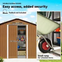 Outsunny 6.5 x 3.5ft Metal Garden Storage Shed - Brown Wood Effect(m-5)