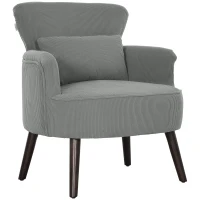 HOMCOM Corduroy Retro Accent Chair - Light Grey(m-1)