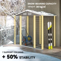 Outsunny 7 x 4ft Garden Shed, Easy to Assemble, Upgraded Galvanised Steel Frame with Foundation Kit, Double Doors with Lock, Outdoor Metal Shed with Vents and Gloves, Garden Storage Shed, Light Grey(m-5)