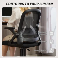 HOMCOM Breathable Mesh Office Chair, Ergonomic Swivel Computer Chair with Flip-up Armrests, Lumbar Back Support for Home/Office, Black(m-4)