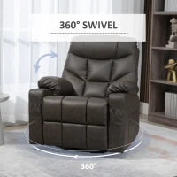 HOMCOM Manual Reclining Chair, Recliner Armchair with Faux Leather, Footrest, Cup Holders, 86x93x102cm, Brown(m-5)