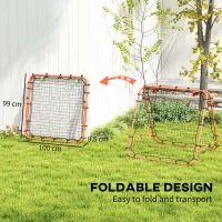 HOMCOM Double Sided Football Rebounder Net, Football Rebound Goal with Five Adjustable Angles, Orange(m-5)