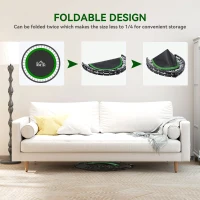 HOMCOM 40" Foldable Mini Fitness Trampoline, with Adjustable Foam Handle, Green(m-5)