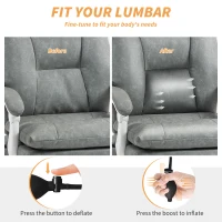 HOMCOM Faux Leather Office Chair, with Inflatable Lumbar - Grey(m-5)