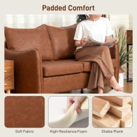 HOMCOM Faux Leather Marble-Effect Two-Seater Sofa - Brown(m-4)