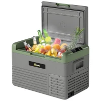 Outsunny 30L Portable Car Refrigerator - Light Green and Grey(m-11)
