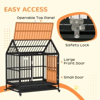 PawHut 43" Heavy Duty Dog Crate on Wheels, with Removable Tray, Openable Top(m-6)