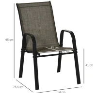 Outsunny Set of Four Stackable Mesh Seat Chairs - Mixed Brown(m-3)