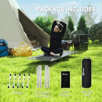 Outsunny Lightweight Camping Bed, Aluminium Portable Camp Cot w/ Strong Support 150kg and Carry Bag for Camping, Dark Grey(m-6)