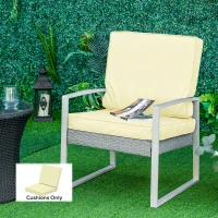 Outsunny 2-Piece Garden Seat and Back Cushion Set, Replacement Cushions for Outdoor Furniture with Seat Cushion and Back Cushion, Cream White(m-2)