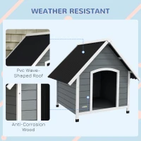 PawHut Outdoor Dog Kennel, Wooden Dog House, with Removable Floor, Anti-Corrosion Wood, for Large Dogs, 106.5H x 110W x 98Dcm(m-6)