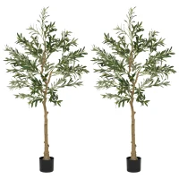 HOMCOM Set of Two Silk Leaf Artificial Olive Trees(m-1)