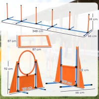 PawHut Seven-Piece Dog Agility Equipment Set with Weave Poles, Jump Ring, Hurdle, Pause Box, Carry Bag, Orange(m-3)