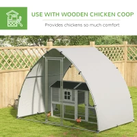 PawHut Galvanised Outdoor Chicken Coop with Cover, for 4-6 Chickens, Hens, Ducks, Rabbits, 3 x 1.9 x 2.2m - Silver Tone(m-5)