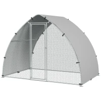 PawHut Galvanised Outdoor Chicken Coop with Cover, for 4-6 Chickens, Hens, Ducks, Rabbits, 3 x 1.9 x 2.2m - Silver Tone(m-11)