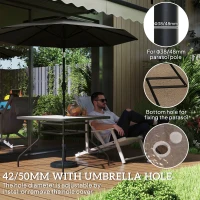 Outsunny Square Garden Dining Table with Tempered Glass Top & Umbrella Hole, 100 x 100 cm(m-4)