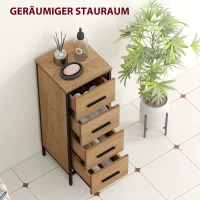 HOMCOM Badezimmerschrank, 4 Schubladen, kompakt, Industrie-Stil, Spanplatten, Metall(m-4)