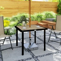 Outsunny Square Garden Dining Table with 5.4cm Parasol Hole, Slatted Top, Metal Frame, 86 x 86 x 71cm, Brown(m-9)